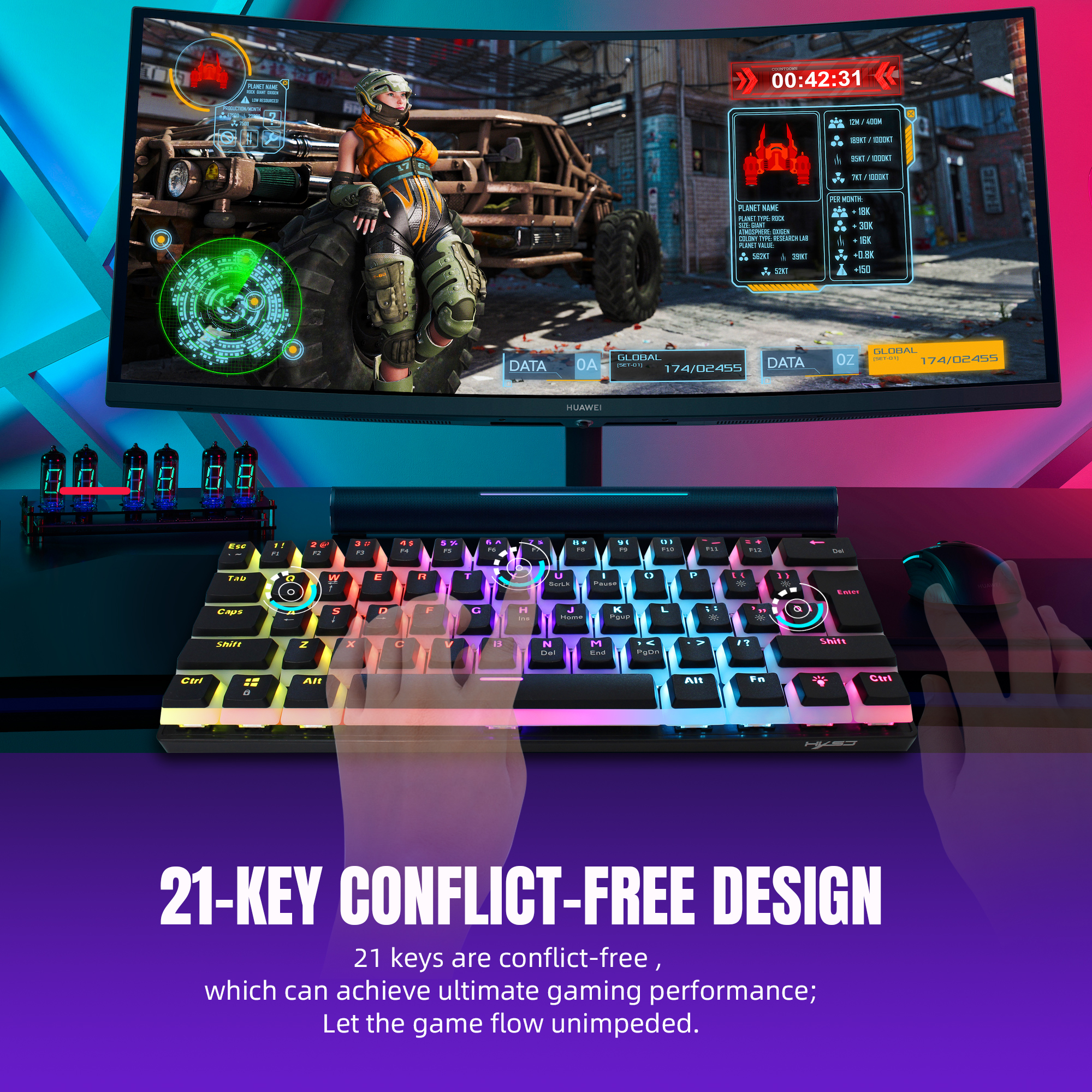 60% Wired Mechanical Gaming Keyboard,RGB Backlit Mini Keyboard with Blue Switch Keys,Waterproof Small Ultra-Compact 61 Keys Keyboard for PC/Mac Gamer,Typist,Travel