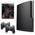 thumbnail image 1 of Sony Playstation 3 PS3 Console Slim 320GB Black with Gran Turismo 5 and 2 Retrofam Controllers (Refurbished), 1 of 5