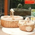 thumbnail image 5 of BIZHUA Wicker Shopping Basket Picnic Basket with Removable Cloth Handmade Woven Rattan Picnic Basket for Camping Party, 1* Storage Basket, 5 of 8