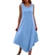 thumbnail image 2 of mfyjkho Vestidos de fiesta para mujer, Vestido irregular de color liso para mujer, suelto, sin mangas, con cuello redondo y botones laterales Vestidos largos para mujer xxl, 2 of 7