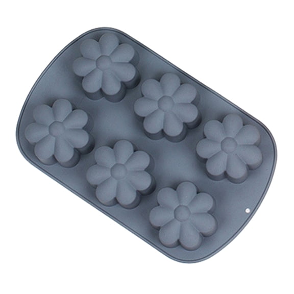 Jkung 6-Cavity Flower Silicone Mold Non-stick Food Grade Easy Release DIY Candy Pudding Chocolate Fondant Cookies Jelly Baking Mold