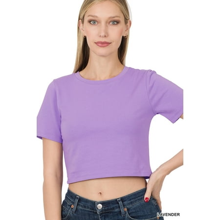 

Zenana Women s Short Sleeve Round Neck Cropped Tee Shirts Top (S-XL)