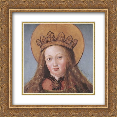 Hans Holbein the Younger 2x Matted 20x22 Gold Ornate Framed Art Print 'Head of a Female Saint'