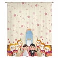 thumbnail image 2 of Japanese Wedding Sheer Curtains 54 Inches Long, Cute Owls Cherry Blossoms Beige Light Filering Curtains, Breathable Simi Curtain Privacy Drapes for Kitchen Bathroom Lightweight Small Window Treatment, 2 of 9