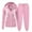 Pink, variant on USSUMA Women's Sweatsuits Womans Hoodies Long Sleeved Pullover Sweatpant Outfits Full Zipper Pocket Solid Tracksuit Stretch Waist Trendy Jogger Sets Plus Size Daily Sports Fall Suit