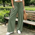 thumbnail image 2 of VBVC Women's Cotton Linen Smocked Waist Pants , Drawstring Wide Leg Boho Trousers For Women , Ladies' Casual Summer Beach Pants with Pockets, Army Green , S-2XL, 2 of 8