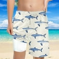 thumbnail image 2 of MEZZALL Boys Shark Printed Swimming Shorts With Lace Up High Waisted Loose Casual Swim Trunks Summer Beach Vacation Pool 5-6 Years Soft Baby Wear, 2 of 5