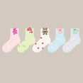 thumbnail image 2 of CAUYDY Toddler Girls Ruffle Socks 5PC Set 1T 2T 3T Baby Fall Winter Floor Socks Cute Cartoon Print Mid Cut Sizes 1-3 Years, 2 of 5
