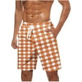 thumbnail image 2 of Zynviq Man Casual Shorts Drawstring Elastic Waist Orange Plaid Bathing Suit High Stretch Beach Shorts XXL, 2 of 5