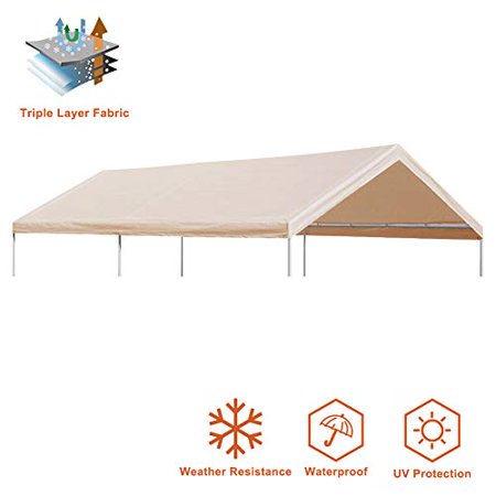 Eurmax 10 X 20 Feet Heavy Duty Carport Replacement Top Car Canopy