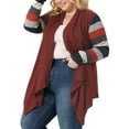 thumbnail image 4 of GRACE & GRANDEUR Women's Plus Size Cardigan Stripe Lightweight Sweater Outerwear 3X Caramel Red, 4 of 6