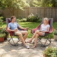 thumbnail image 5 of Sunnyfeel 2 Pack Oversized Folding Rocking Camping Chairs, High Back Outdoor Rocker Recliners, Portable Lawn Patio Rocking Chairs with Side Pocket, Supports Up to 500 LBS, 5 of 9
