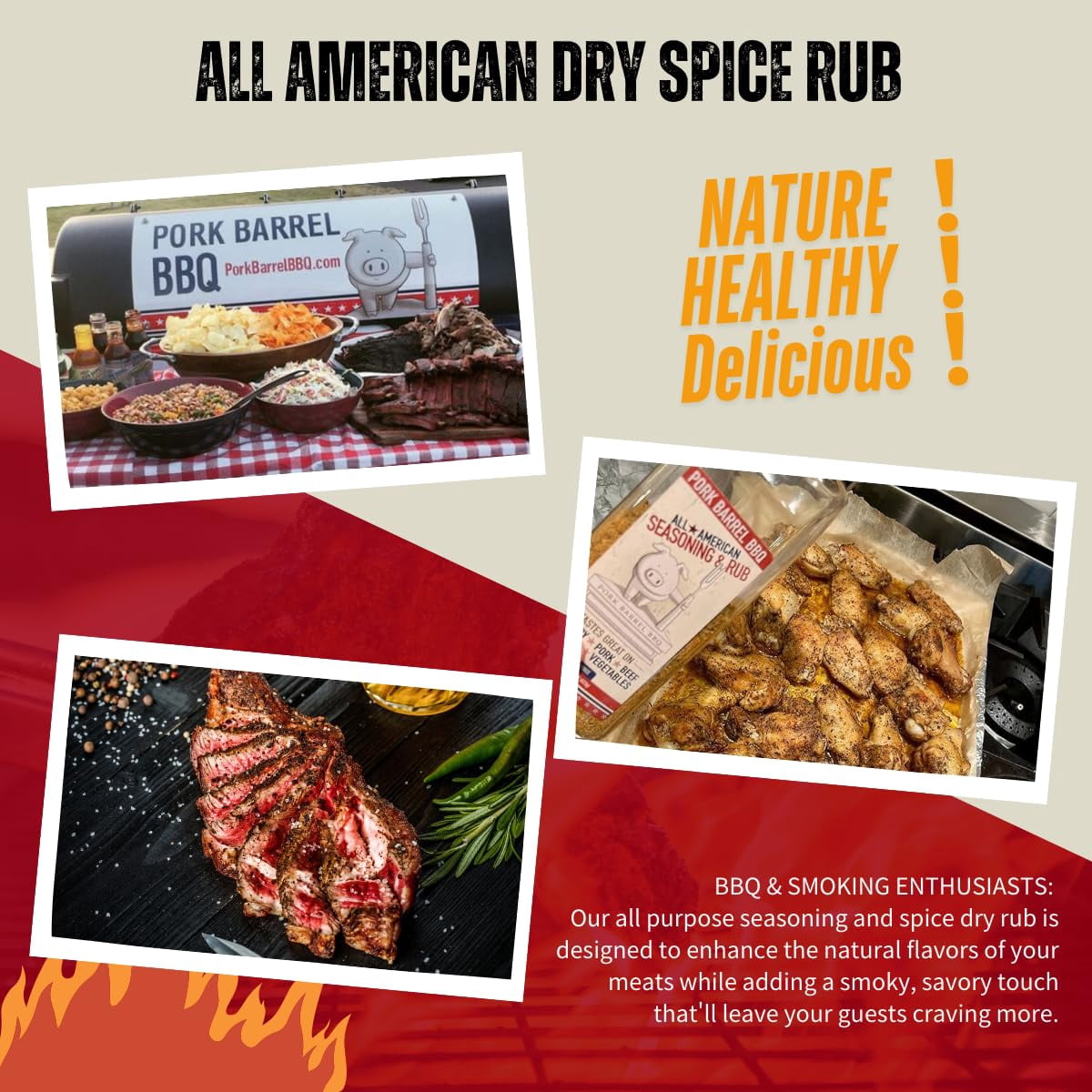 Pork Barrel BBQ All American Spice Seasoning Mix, 22 Ounce - All Purpose Rub, Gluten Free Rub , Keto Rub, No Sugar