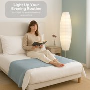 Rice Paper Floor Lamp 59-Inches Tall - Japanese Decor Standing Lamps For Bedrooms With White Paper Shade - Floor Lamps For Living Room - Rice Paper Floor Lamp For Bedroom, Dorm Room Essentials