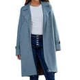 thumbnail image 2 of IMENGL Manteau d'Hiver à Manches Longues à Revers pour Femme, Bleu G, Taille M-3TG, 2 of 6