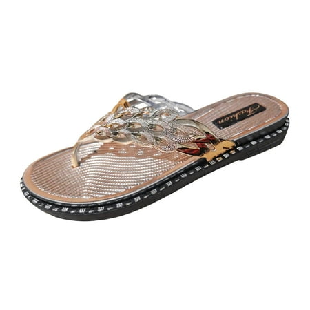 

Orthopedic for Womens Ladies Walking Slippers Breathable Sandal 2023 Summer Beach Ladies Summer Home Outdoor Beach Flip Flops Hollow Flat Bottom Clip Toes Big Size Slippers