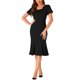 thumbnail image 1 of INSPIRE CHIC Vestido de Sheath para Mujeres, Vestido de Cóctel de los Años 50, Decoración de Botones, Vestido Midi de Sirena con Volantes, Negro, 1 of 5
