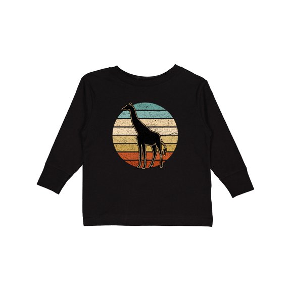 Inktastic Giraffe African Animal Retro Sunset Boys or Girls Long Sleeve Toddler T-Shirt
