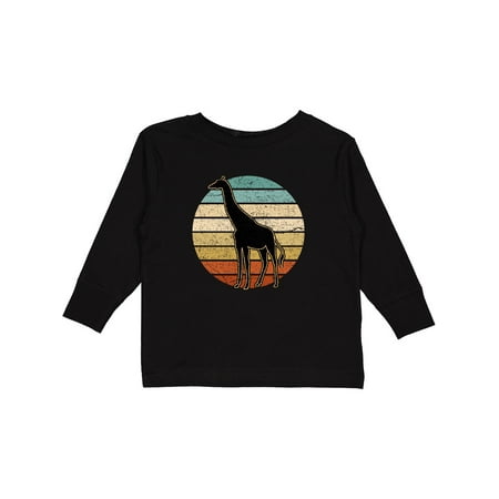 

Inktastic Giraffe African Animal Retro Sunset Gift Toddler Boy or Toddler Girl Long Sleeve T-Shirt