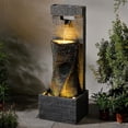 thumbnail image 2 of 39.8’’ Tall Modern Spiral Waterfall Fountain Outdoor/Indoor Water Fountain Resin Stone-Like Water Feature with LED Lights for Outside, Garden, Patio, Porch, Deck, Backyard, Home Decor, 2 of 9