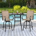 thumbnail image 5 of Yaheetech 2pcs Texteline Swivel Garden Patio Bistro Chairs with Footrests, Black/Brown, 5 of 7