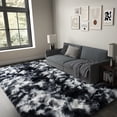 thumbnail image 5 of Socofuz Non-Slip Black and White Fluffy Rug, 4x6ft Shag Carpet for Living Room Girls Boys Bedroom Playroom Home Decor, 5 of 7