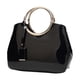 thumbnail image 1 of Bolso de mano de piel sintética brillante, tipo bandolera, estilo charol brillante Negro, 1 of 9
