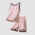 thumbnail image 5 of Afuyipoi Boys Girls 2-Piece Breathable Summer Outfit (1-15 Years) Soft Sleeveless Tank Top and Elastic Waist Shorts Set For Toddler and Kids Pink 2T, 5 of 5