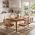 thumbnail image 3 of Zesthouse Rattan Dining Chairs Set of 2, Faux Leather Dining Chair with Cane Back and Chrome Legs, Mid-Century Modern Upholstered Kitchen Side Chairs for Dining Living Room, Brown, 3 of 11