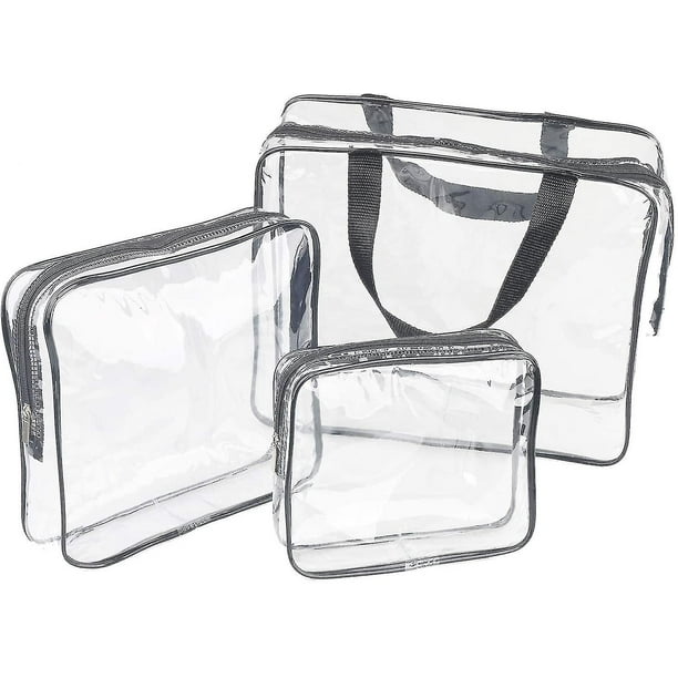 3 bolsas de viaje transparentes grandes para articulos de tocador bolsas de maquillaje de plastico transparente impermeables bolsas de almacenamiento organizadoras de embalaje tr Walmart en linea