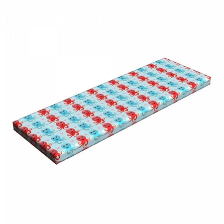 

Octopus Bench Pad Heart Shapes Love Themed Marine Inspired Animal Pattern Happy HR Foam Cushion with Decorative Fabric Cover 45 x 15 x 2 Dark Coral Pale Blue by Ambesonne
