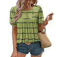 thumbnail image 2 of yillto Womens Summer Tunic Tops Striped Round Neck Short Sleeve Shirt Casual Tee Flowy Blouse S-XXL, 2 of 7
