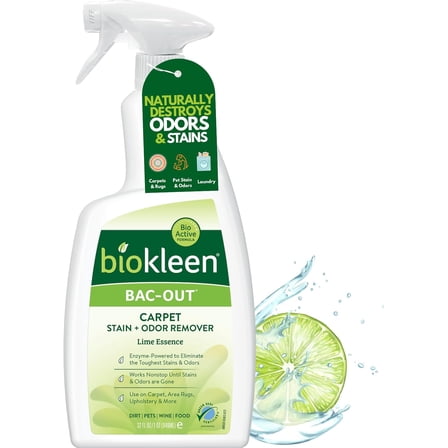 Bac-Out Enzyme Stain Remover - 32 Ounce - Natural Foam Spray, Destroys Stains & Odors Safely, for Pet Stains, Laundry, Diapers, Wine, Carpets, Eco-Friendly, Non-Toxic, Plant-Based