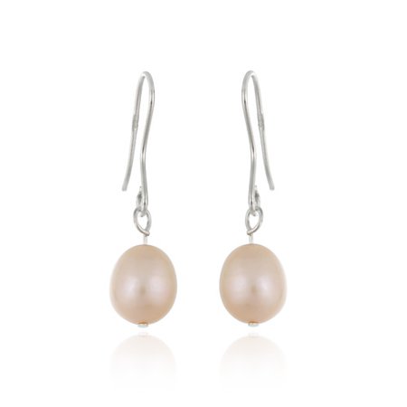 Sterling Silver Baroque Freshwater Cultured Peach Pearl Earrings Sterling Silver Baroque Freshwater Cultured Peach Pearl Earrings