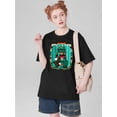 thumbnail image 1 of Camiseta De Manga Corta Con Cuello Redondo Para Mujer, Camisetas De Verano Para Uso Diario Y ViajesWomen's Cactus Graphic T-Shirt - Vibrant Watercolor & Leopard Print, Casual Crew Neck, Short Sleeve, 1 of 6
