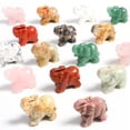 thumbnail image 3 of MATROOY 1.5" Natural Crystal Quartz Elephant Carving Statue Figurine Stone Mineral Art-Topaz, 3 of 9