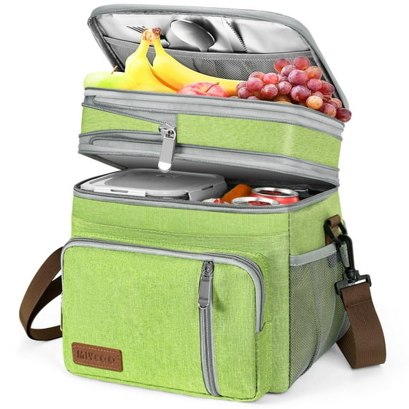 Bolsa de almuerzo MIYCOO de doble cubierta con aislamiento de 15 litros, color verde