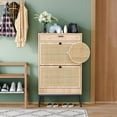 thumbnail image 3 of Brafabhome Narrow Shoe Storage Cabinet with 2 Flip Drawers, Freestanding Entryway Rattan Shoe Rack for Sneakers, High Heels and Slippers | 12 Pairs, 3 of 6