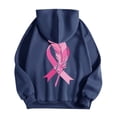 thumbnail image 4 of 2024 Popular Women's Autumn And Winter Cancer Day Ribbon Feather Print Zipper Long Sleeve Pocket Drawstring Casual Sports Hooded Sweatshirt Sweaters Women Sleep Womens Graphic Long Sleeve Women, 4 of 4