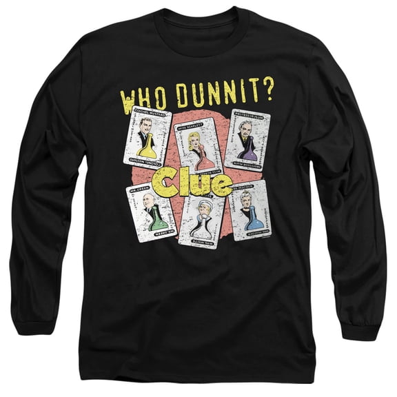 Clue Who Dunnit Long Sleeve Adult 18/1 T-Shirt Black
