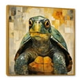 thumbnail image 2 of Designart "Cubist Olive Green Turtle" Animals Turtle Floater Framed Wall Art Living Room, 2 of 5