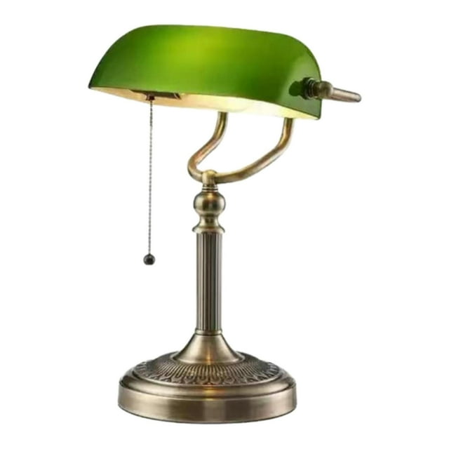 Lámpara de escritorio con interruptor de cadena Lámpara de mesa tradicional europea con enchufe E27 Accesorio enchufable para dormitorio, hogar, Verde
