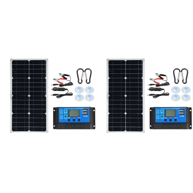 2X Kit de Panel Solar de 300 Vatios Potencia Portátil RV Barco Monocristalino Batería Flexible de 12 V