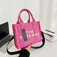 thumbnail image 1 of Bolso de lona cruzado de gran capacidad con letras de color sólido, bolso de mano portátil para mujer simple, 1 of 5