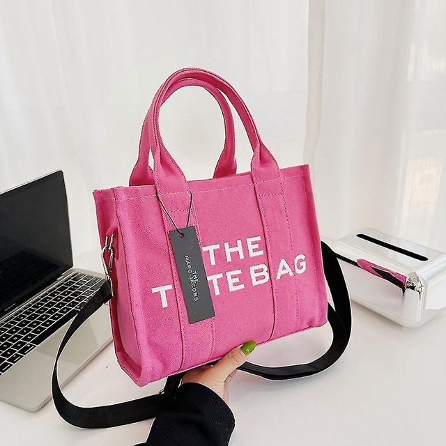 Bolso de lona cruzado de gran capacidad con letras de color sólido, bolso de mano portátil para mujer simple