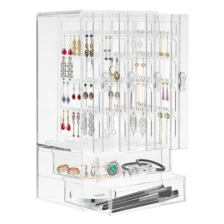 Acrylic Jewelry Box Organizer Earring Storage Case with 4 Vertical