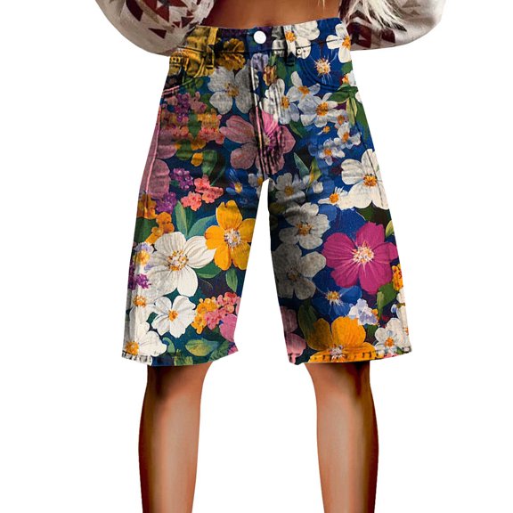 kaondbfi Women's Summer High Waisted Shorts Knee Length Fashionable and Casual Style with Pockets Lightweight and Breathable