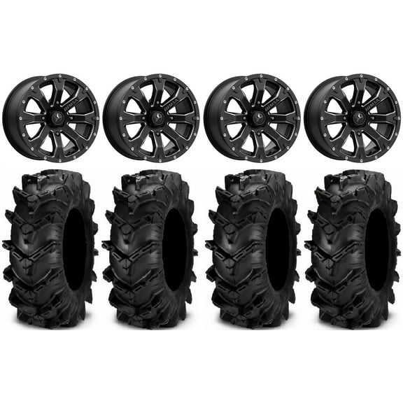 MSA Bounty 14" Wheels Black 30" Cryptid Tires Kawasaki Teryx Mule