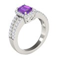 thumbnail image 3 of Mauli Jewels Rings for Women 2.70 Carat Diamond and Emerald Shaped Amethyst Ring 4-prong 10K White Gold, 3 of 7