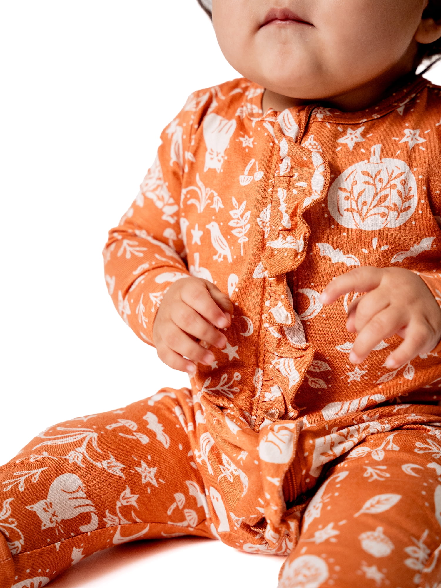Modern Moments by Gerber Baby Girl Tow-Way Zip Viscose Halloween Ruffled Coverall, Sizes Newborn - 12 Months